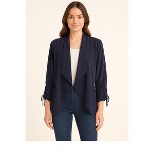 EST 1946  Womens LG  Navy Open Front Jacket Draped Waterfall Cardigan Sporty